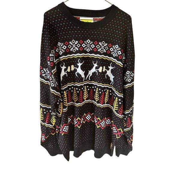 Festive Black Reindeer Sweater Men's Size 4xl - Picture 2 of 8